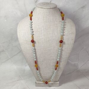 Multi Color Jadeite Gemstone Bead Necklace